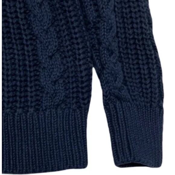 L.L.Bean Women’s Rope Stitch Shaker Cardigan Cotton Cableknit Navy Large NEW - Picture 4 of 8